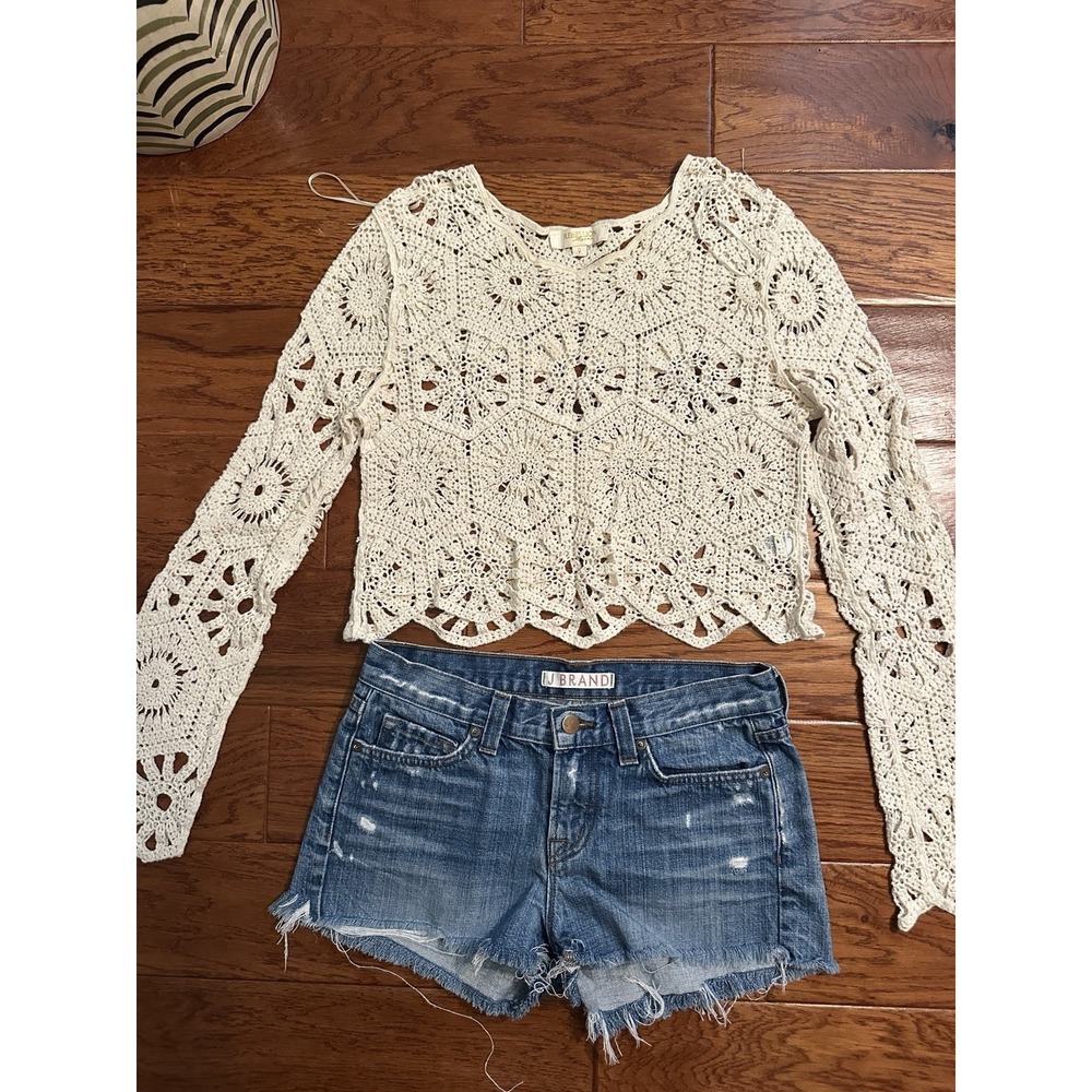 Rebellion Again Crochet Top Cream Cotton Coachella Y2K Boho Patchwork Floral S